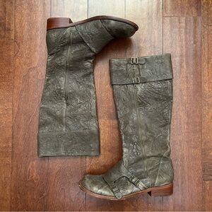 Gee Wawa Anthropologie Whimsigoth Green-ish Brown Monk Strap Boots, Size 10